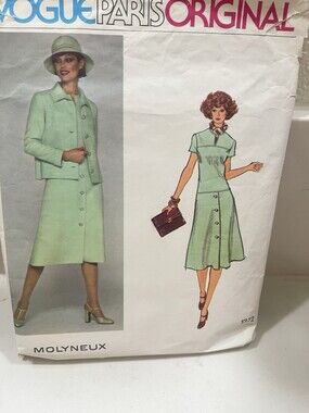 Vogue Designer Paris Original Molyneux Sewing Pattern 1372 A-Line Dress Jacket S